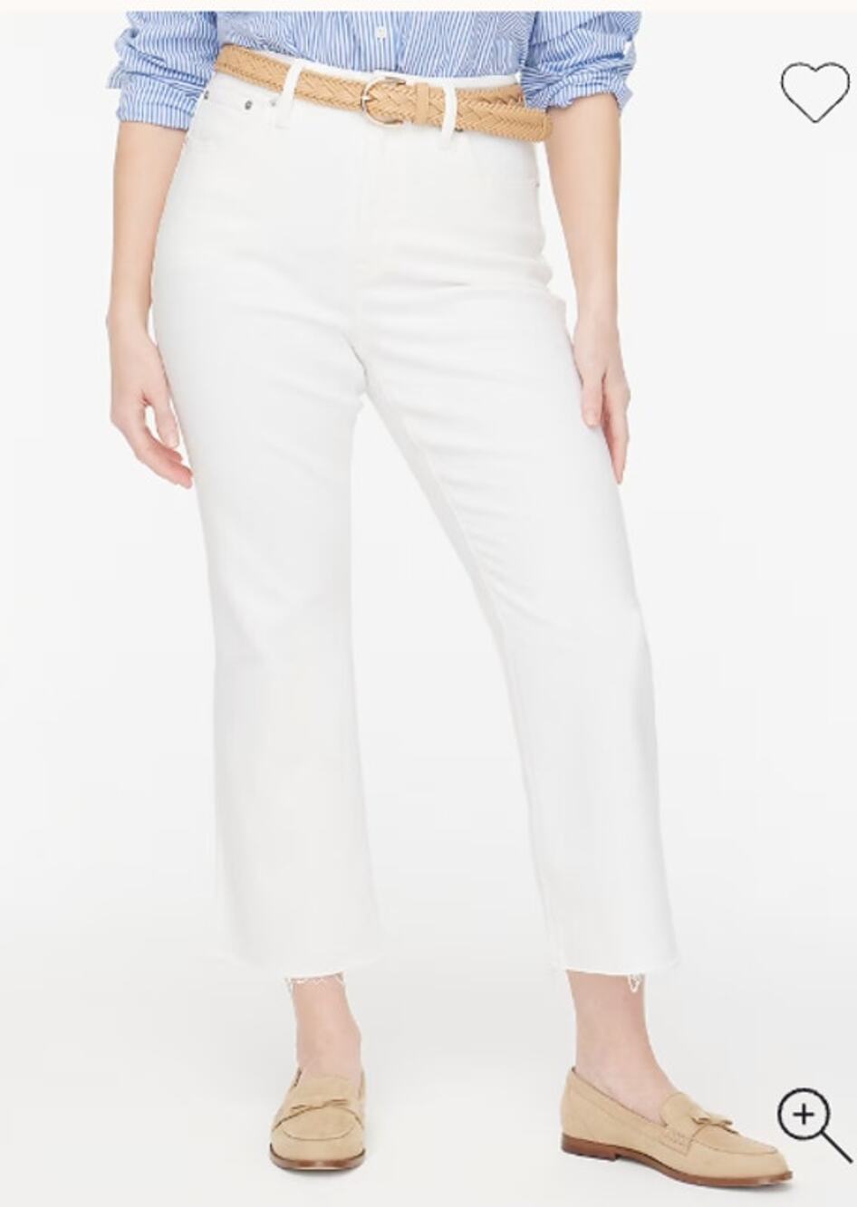 J. Crew Curvy Mid Rise Flare Crop Raw Hem Jeans White 30 / 10